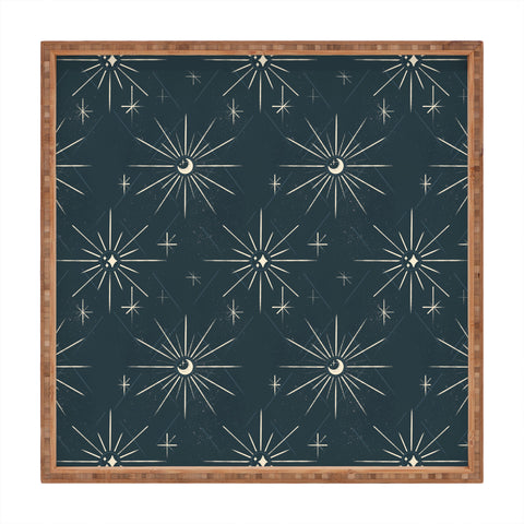 Little Om Pattern Little Moon navy Square Tray