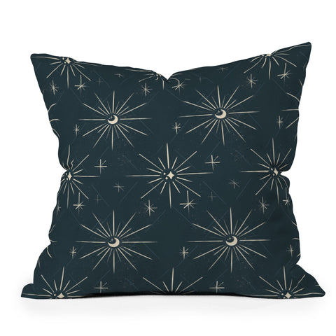 Little Om Pattern Little Moon navy Throw Pillow