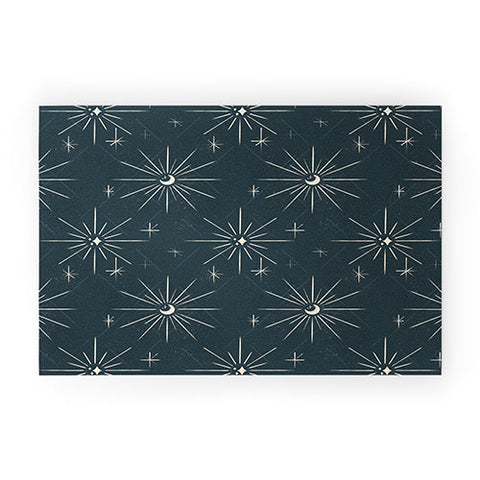 Little Om Pattern Little Moon navy Welcome Mat