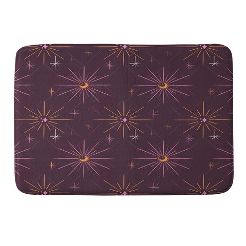 Little Om Pattern Little Moon plum Memory Foam Bath Mat