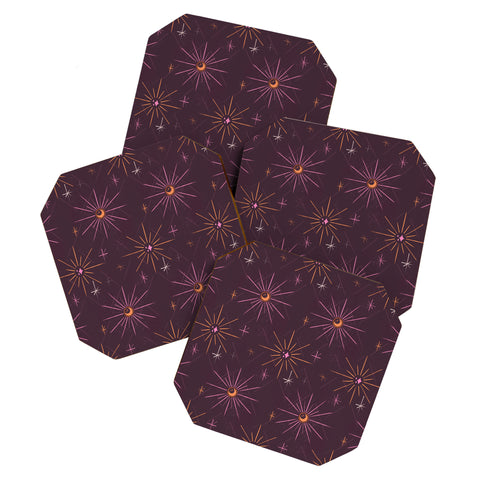 Little Om Pattern Little Moon plum Coaster Set