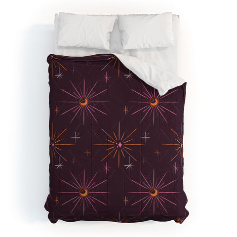 Little Om Pattern Little Moon plum Comforter
