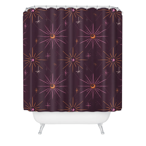 Little Om Pattern Little Moon plum Shower Curtain