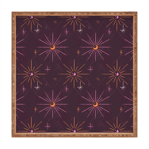 Little Om Pattern Little Moon plum Square Tray