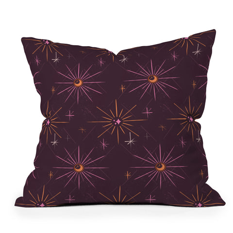 Little Om Pattern Little Moon plum Throw Pillow