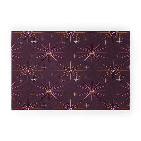 Little Om Pattern Little Moon plum Welcome Mat