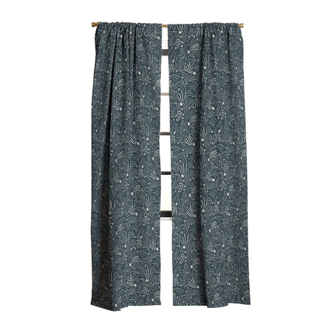 Little Om Pattern Shooting Stars blue Blackout Window Curtain