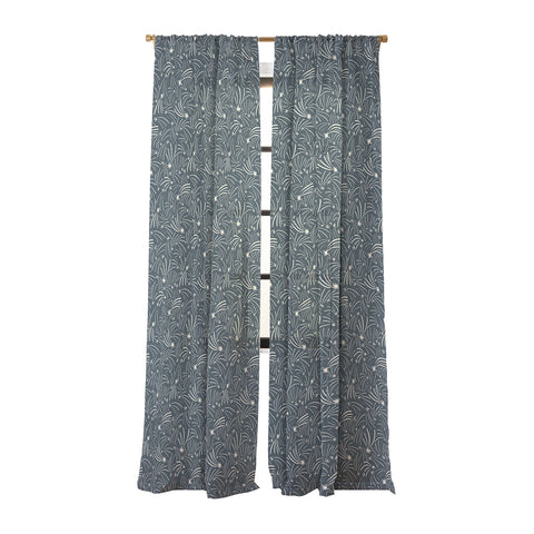 Little Om Pattern Shooting Stars blue Sheer Window Curtain