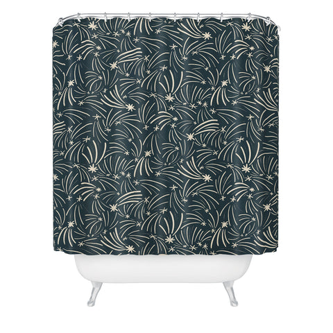 Little Om Pattern Shooting Stars blue Shower Curtain