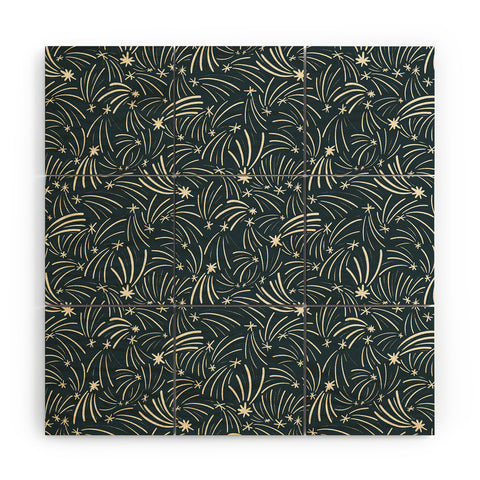 Little Om Pattern Shooting Stars blue Wood Wall Mural