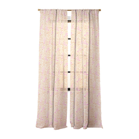 Little Om Pattern Shooting Stars cream Sheer Window Curtain
