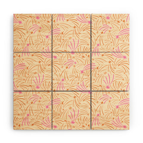 Little Om Pattern Shooting Stars cream Wood Wall Mural