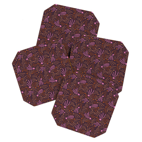 Little Om Pattern Shooting Stars plum Coaster Set