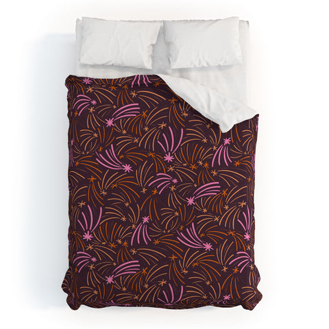 Little Om Pattern Shooting Stars plum Duvet Cover