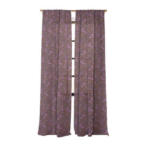 Little Om Pattern Shooting Stars plum Sheer Window Curtain