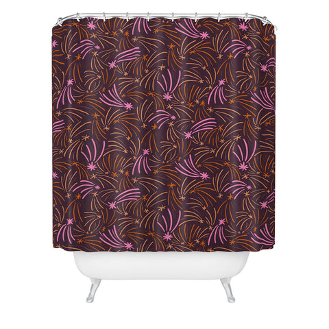Little Om Pattern Shooting Stars plum Shower Curtain