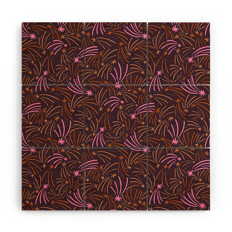 Little Om Pattern Shooting Stars plum Wood Wall Mural