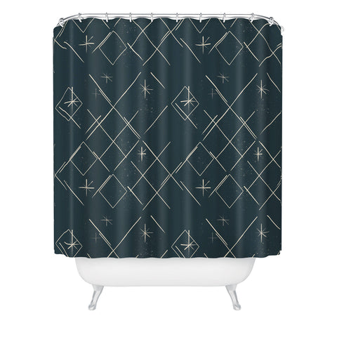 Little Om Starry Web navy Shower Curtain