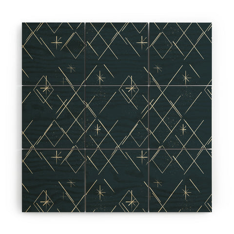 Little Om Starry Web navy Wood Wall Mural