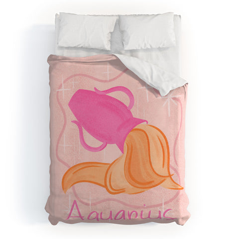 Little Om Zodiac Sign Aquarius Duvet Cover