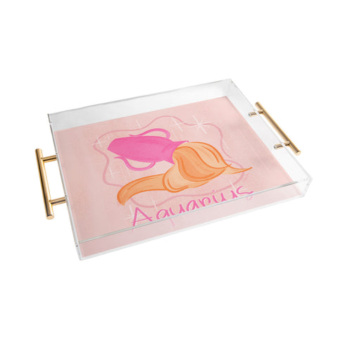 Little Om Zodiac Sign Aquarius Acrylic Tray