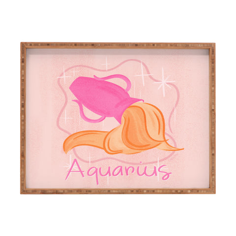 Little Om Zodiac Sign Aquarius Rectangular Tray