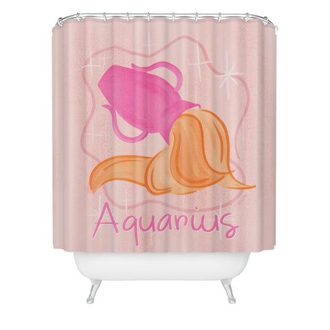 Little Om Zodiac Sign Aquarius Shower Curtain