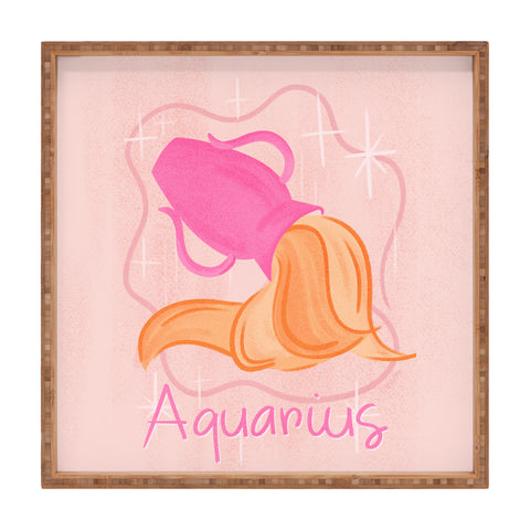 Little Om Zodiac Sign Aquarius Square Tray