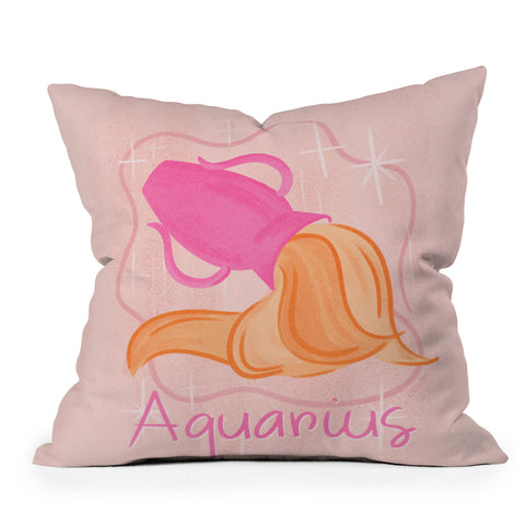 Little Om Zodiac Sign Aquarius Throw Pillow