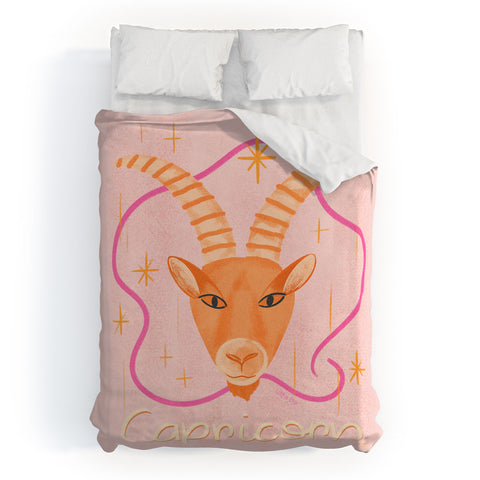 Little Om Zodiac Sign Capricorn Duvet Cover