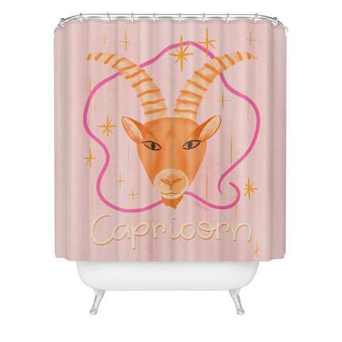 Little Om Zodiac Sign Capricorn Shower Curtain