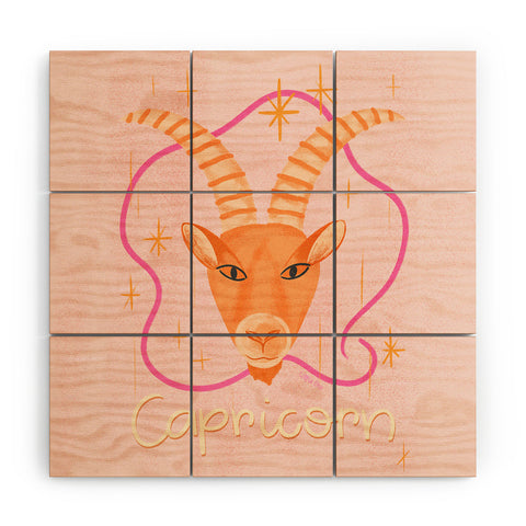 Little Om Zodiac Sign Capricorn Wood Wall Mural