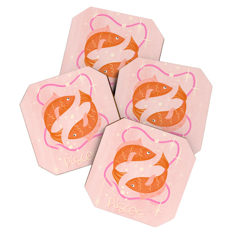 Little Om Zodiac Sign Pisces Coaster Set