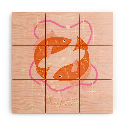 Little Om Zodiac Sign Pisces Wood Wall Mural