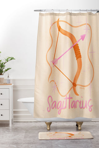 Little Om Zodiac Sign Sagittarius Shower Curtain And Mat