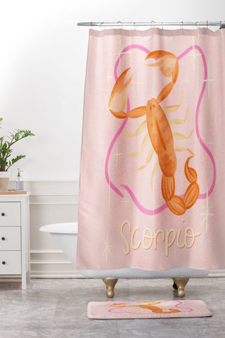 Little Om Zodiac Sign Scorpio Shower Curtain And Mat