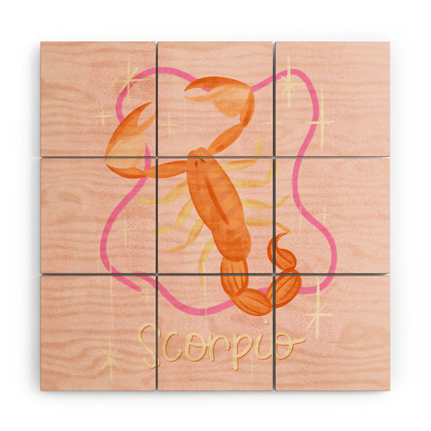 Little Om Zodiac Sign Scorpio Wood Wall Mural