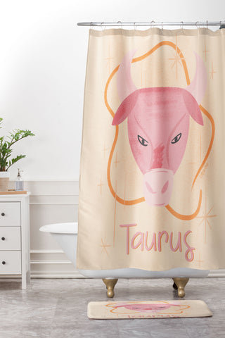 Little Om Zodiac Sign Taurus Shower Curtain And Mat
