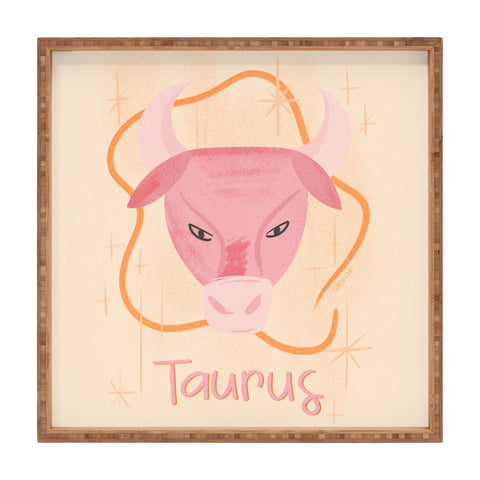 Little Om Zodiac Sign Taurus Square Tray