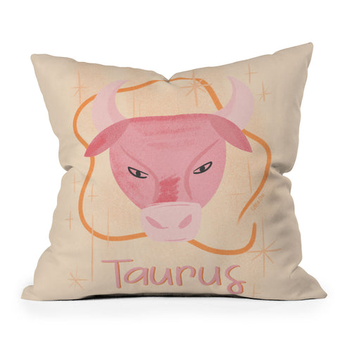 Little Om Zodiac Sign Taurus Outdoor Throw Pillow
