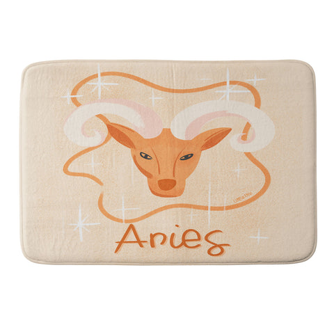 Little Om Zodiac Signs Aries Memory Foam Bath Mat