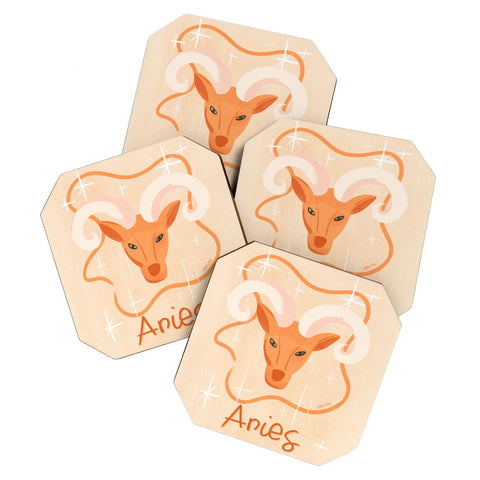 Little Om Zodiac Signs Aries Coaster Set