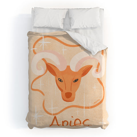 Little Om Zodiac Signs Aries Duvet Cover