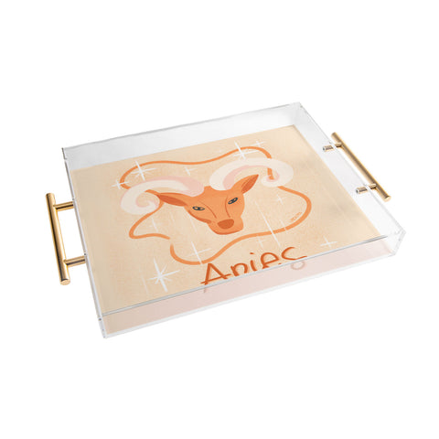 Little Om Zodiac Signs Aries Acrylic Tray