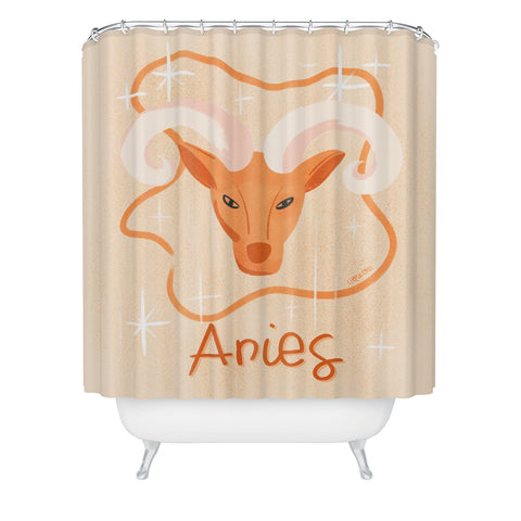 Little Om Zodiac Signs Aries Shower Curtain