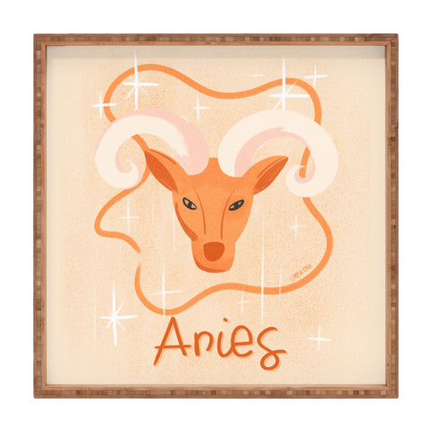 Little Om Zodiac Signs Aries Square Tray