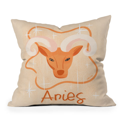 Little Om Zodiac Signs Aries Throw Pillow