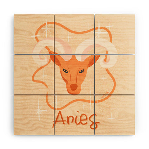 Little Om Zodiac Signs Aries Wood Wall Mural