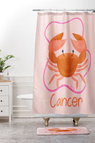 Little Om Zodiac Signs Cancer Shower Curtain And Mat
