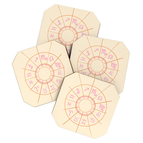 Little Om Zodiac Signs cream Coaster Set
